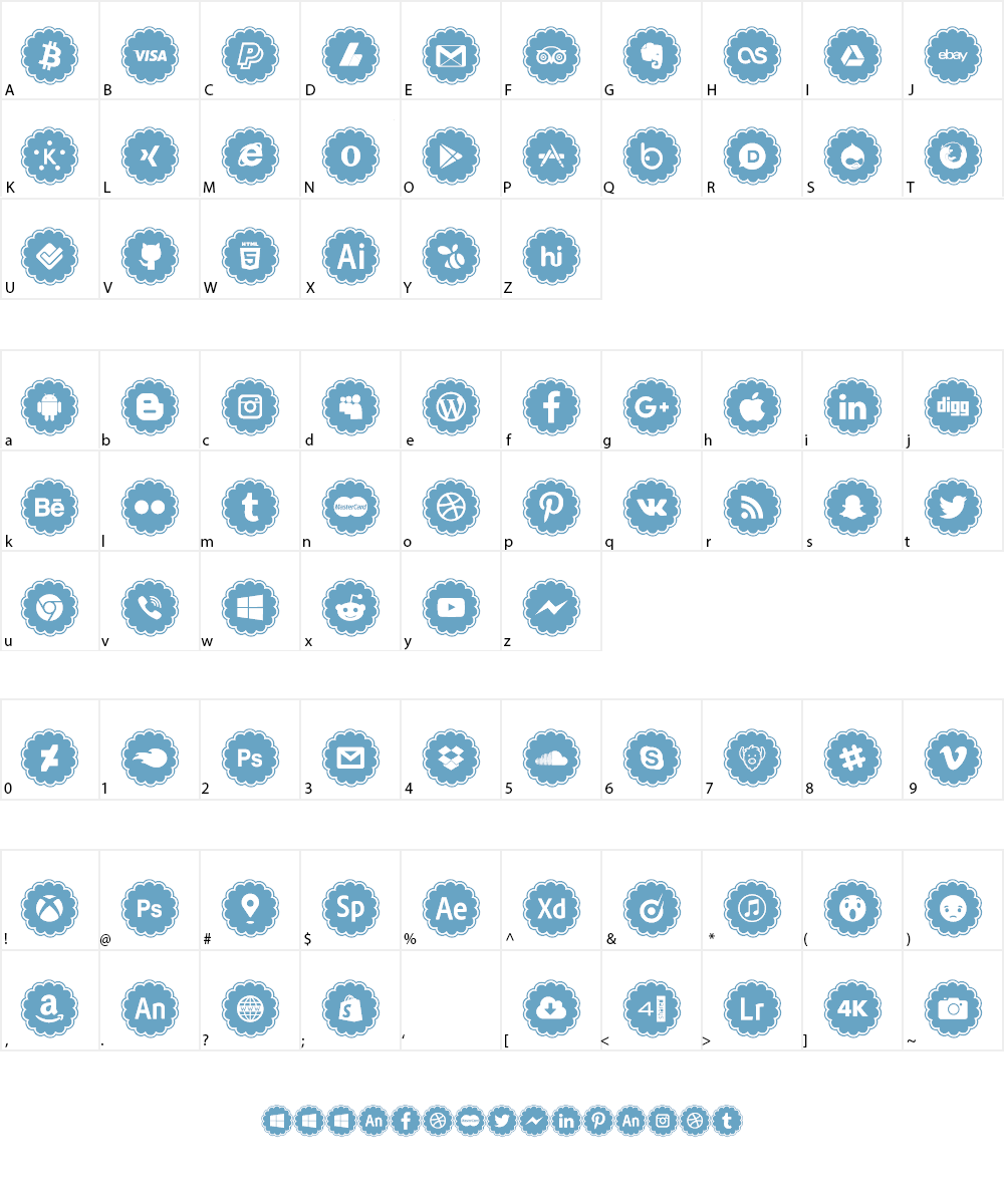 social icons Font Character